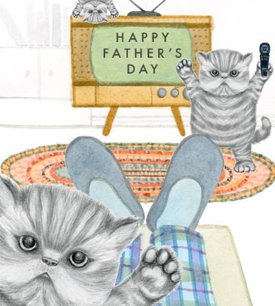 Dear Hancock Card Father's Day Naughty Kittens Card