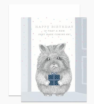 Dear Hancock Card Happy Birthday - Is That a New Grey Hare Coming In?