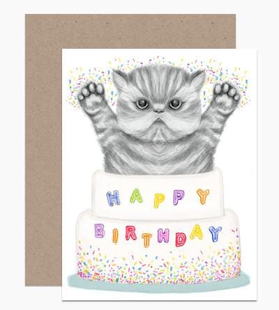 Dear Hancock Card Happy Birthday Kitten Cake Card