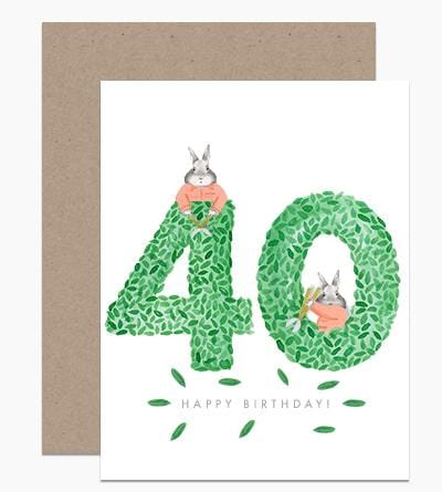Dear Hancock Card Happy Birthday Topiary - 40th