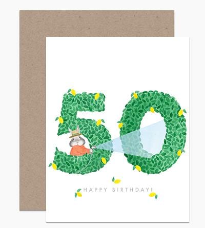 Dear Hancock Card Happy Birthday Topiary - 50th