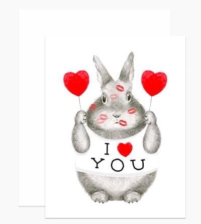 Dear Hancock Card I Heart You Bunny Card