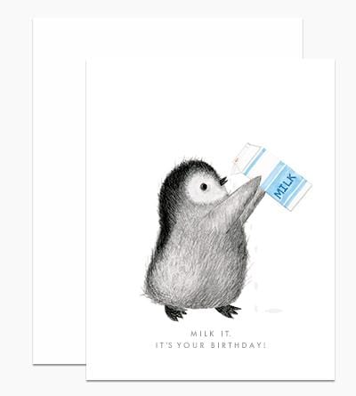 Dear Hancock Card Milk It Penguin