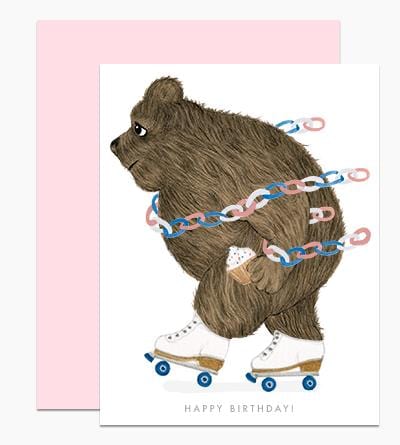 Dear Hancock Card Rollerskating Bear