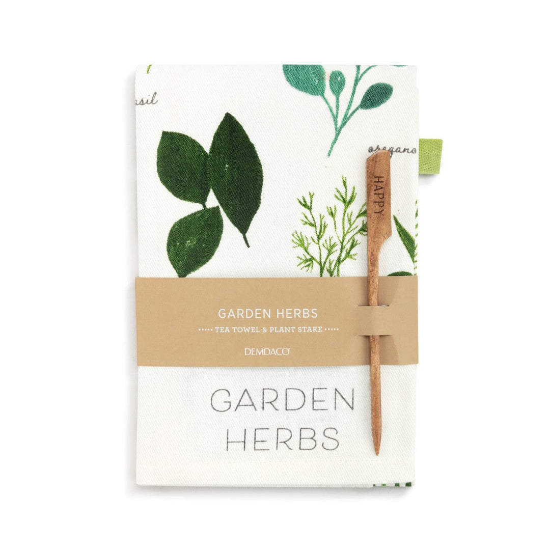 Demdaco Garden Garden Herbs Towel & Plant Stake Set