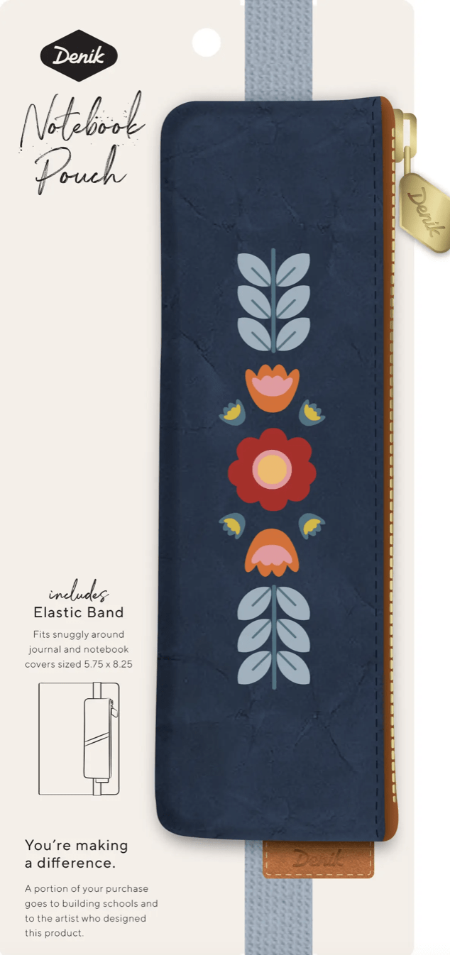 Denik Pencil Case Blue Evelynn Embroidered Notebook Pouch