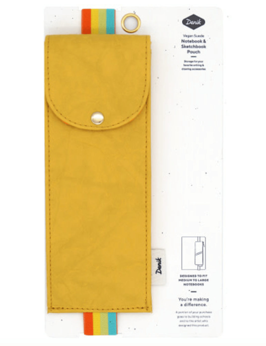 Denik Pencil Case Yellow Crinkle Lined Vegan Leather Notebook Pouch