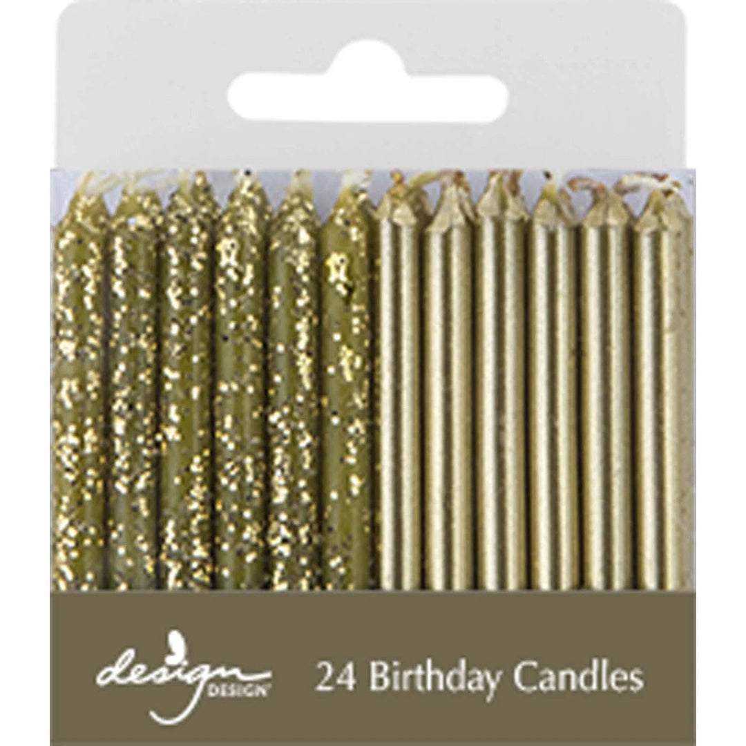 Design Design Birthday Candles Metallic Gold Stick Candles