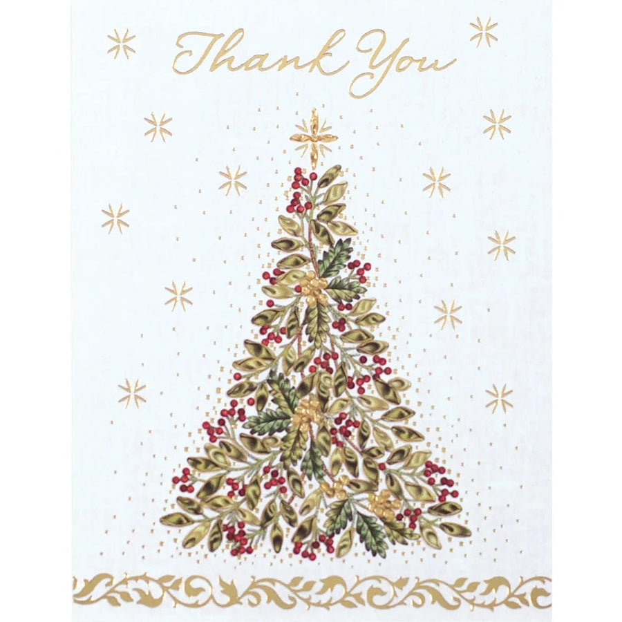 Design Design Boxed Cards Golden Christmas Tree Thank You Boxed Cards