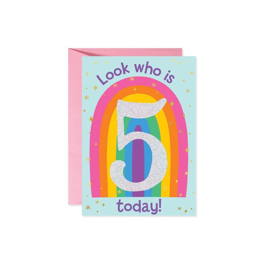 Design Design Card Cool Rainbow With Number 5
