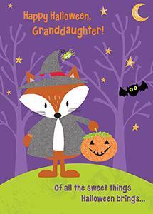 Design Design Card Granddaughter Halloween Fox Card