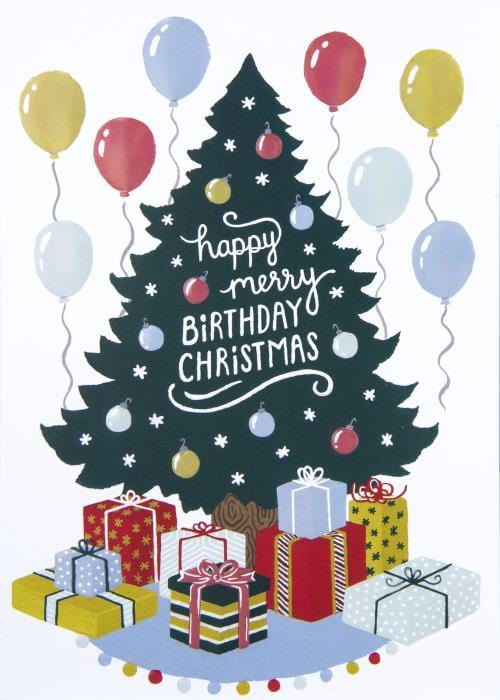 Design Design Card Happy Merry Birthday Christmas Card