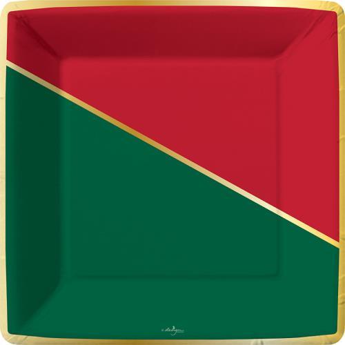 Design Design Party Supplies Holiday Color Block Dinner Plates
