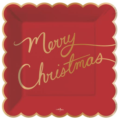 Design Design Party Supplies Merry Christmas Script Dinner Plates