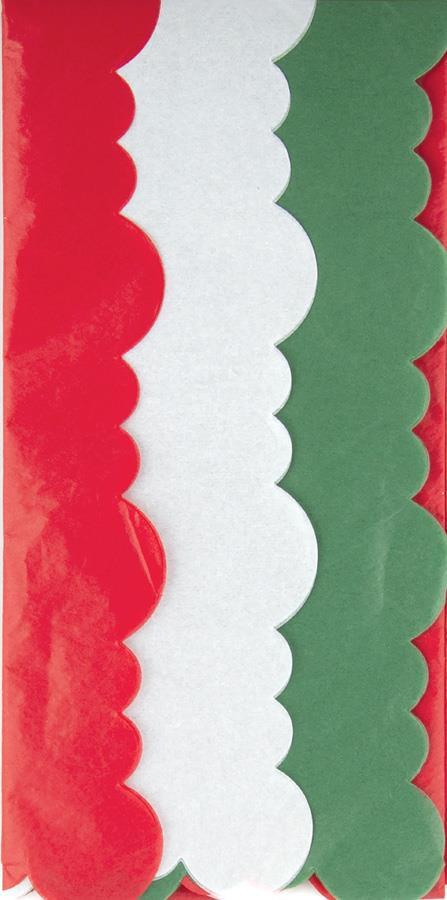 Design Design Tissue Paper Red, Green, and White Scalloped Tissue Paper