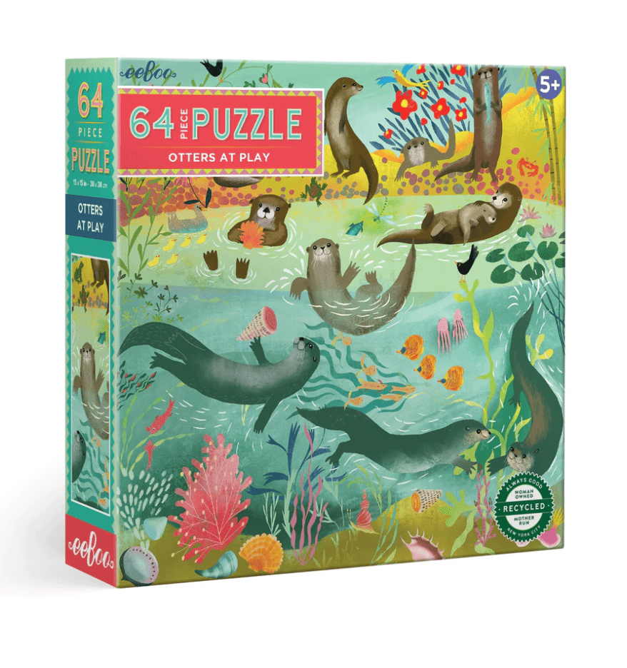eeBoo Puzzle Otters At Play 64 Piece Puzzle