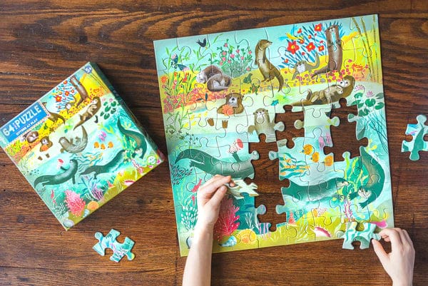 eeBoo Puzzle Otters At Play 64 Piece Puzzle