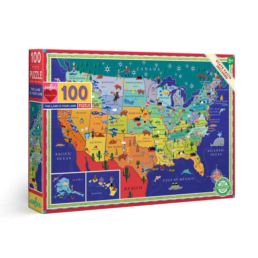 eeBoo Puzzle This Land is Your Land 100 Piece Puzzle