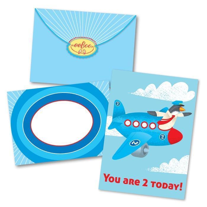 eeBoo Single Card Plane Second Birthday Card