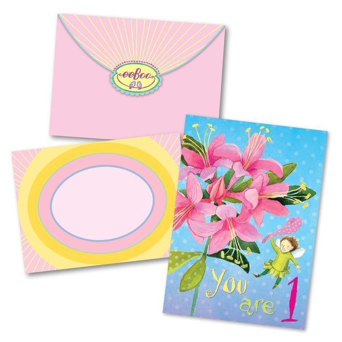 eeBoo Single Card Sweet Fairy First Birthday Card
