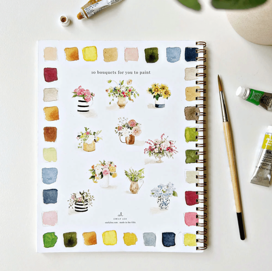 Emily Lex Art Supplies Watercolor Workbook: Bouquets