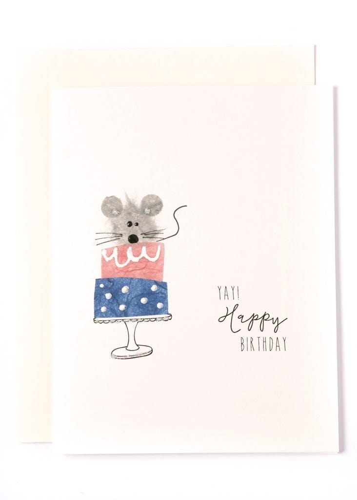 Flaunt Cards Card Yay Happy Birthday Tiered Cake with Mouse Card