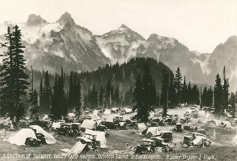 Found Image Press Postcards Paradise Camp, Rainier National Park - Vintage Image Postcard