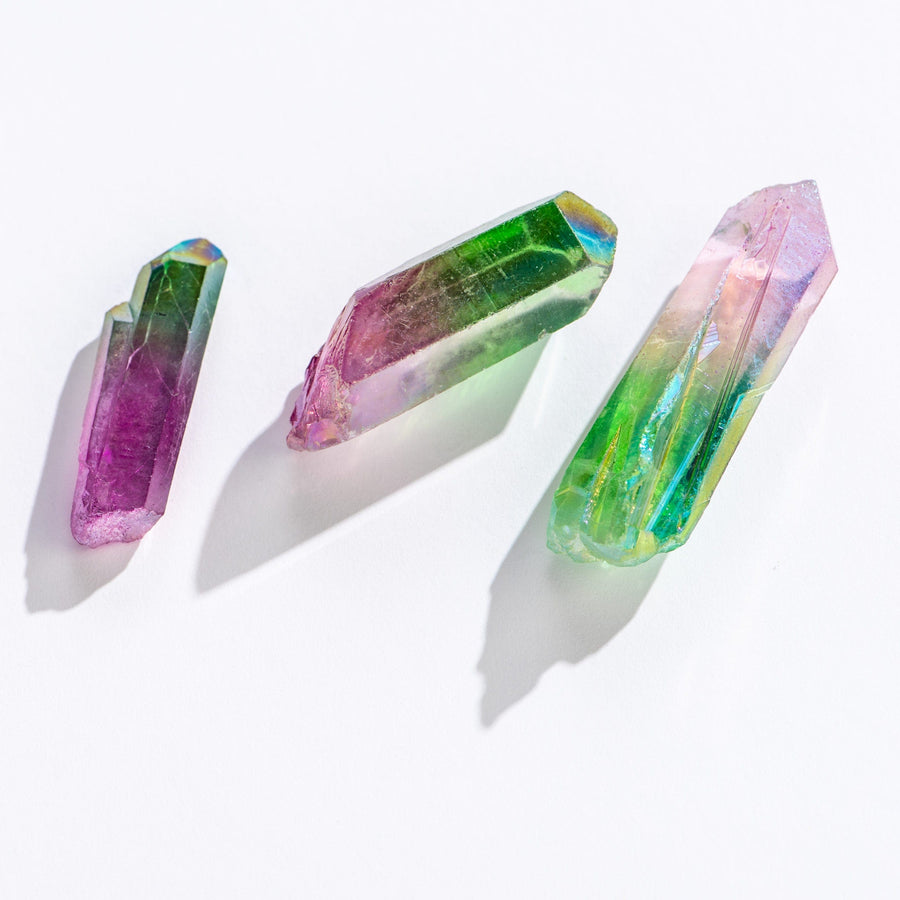 Geocentral Crystals Pink-Green Ombre Quartz Crystal Points