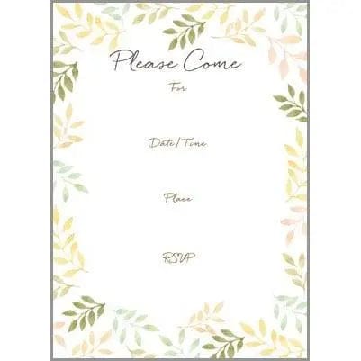 Gina B Designs Blank Invitations Fill In Invitation - Yellow and Green Leaves