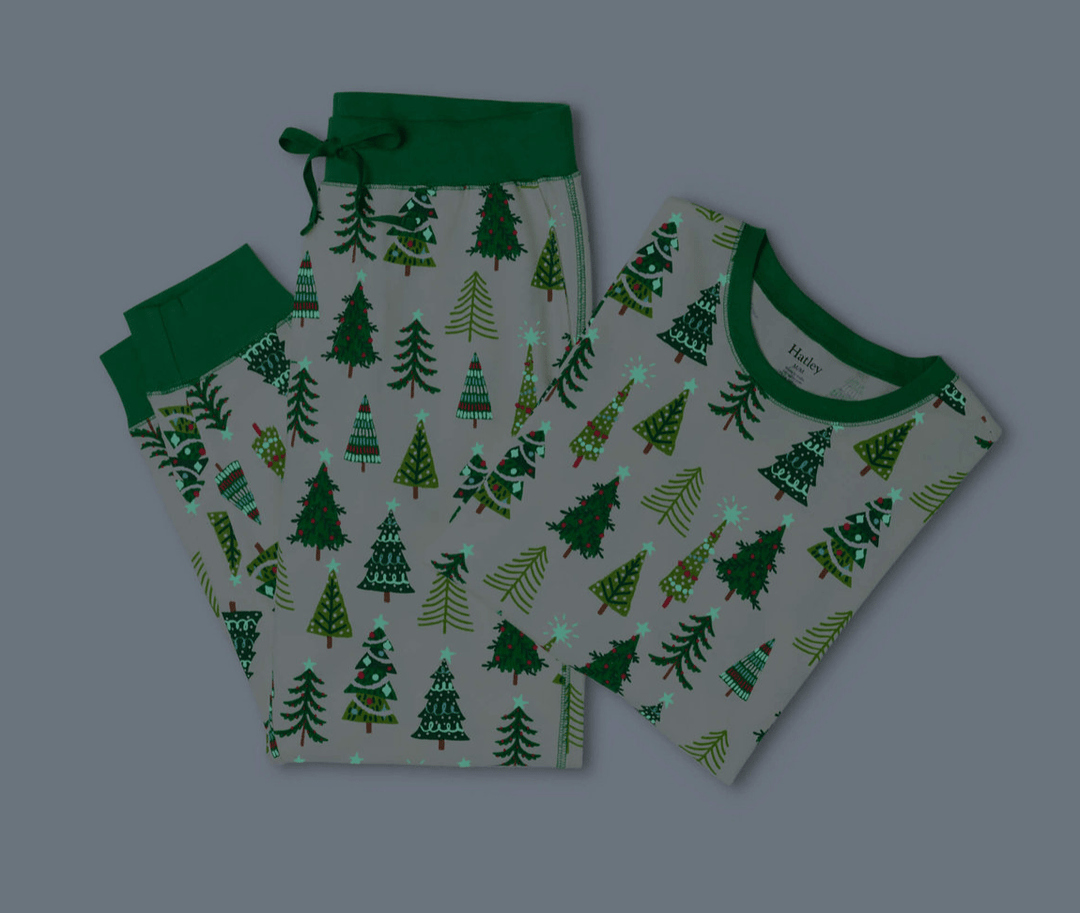 Hatley Pajamas Christmas Trees Glow in the Dark Men's Pajama Set