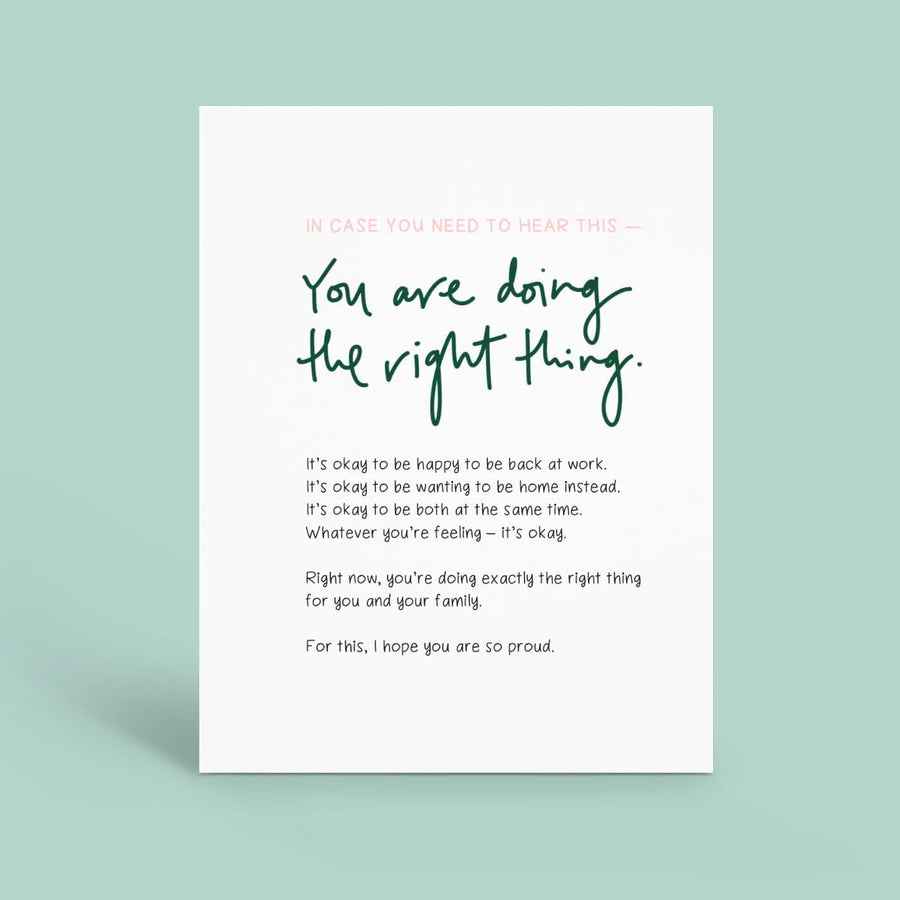 Hey Weegs Card Maternity Leave - Doing the Right Thing Card