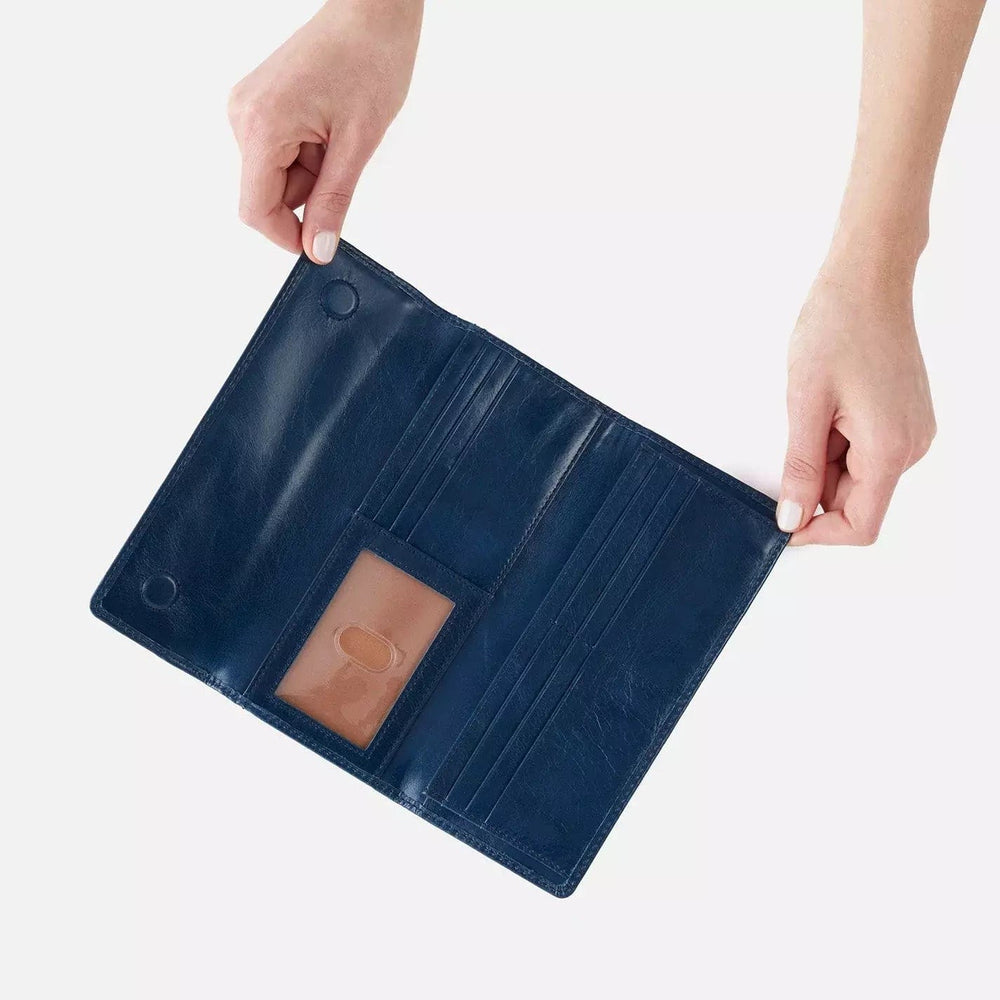 Hobo Wallet Jill Trifold Wallet- Denim - Large