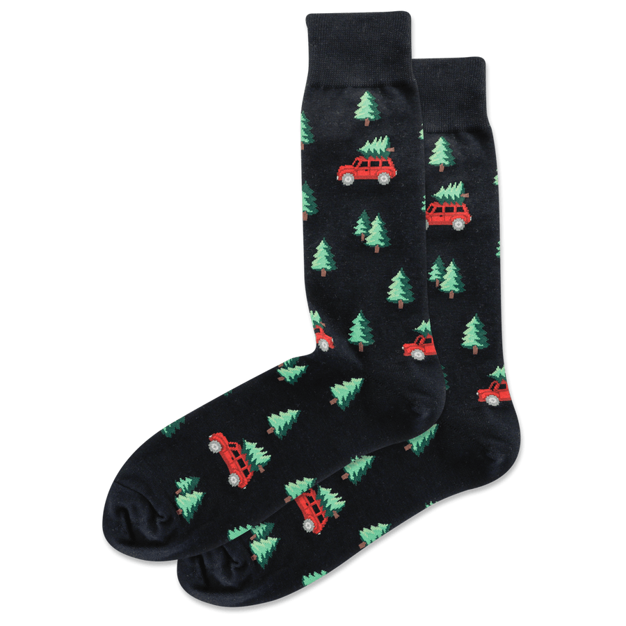Hotsox Socks Men's Christmas Tree Car Crew Socks