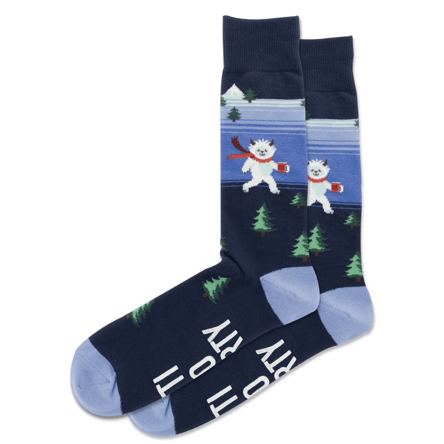 Hotsox Socks Men's Fuzzy Yeti To Party Crew Socks