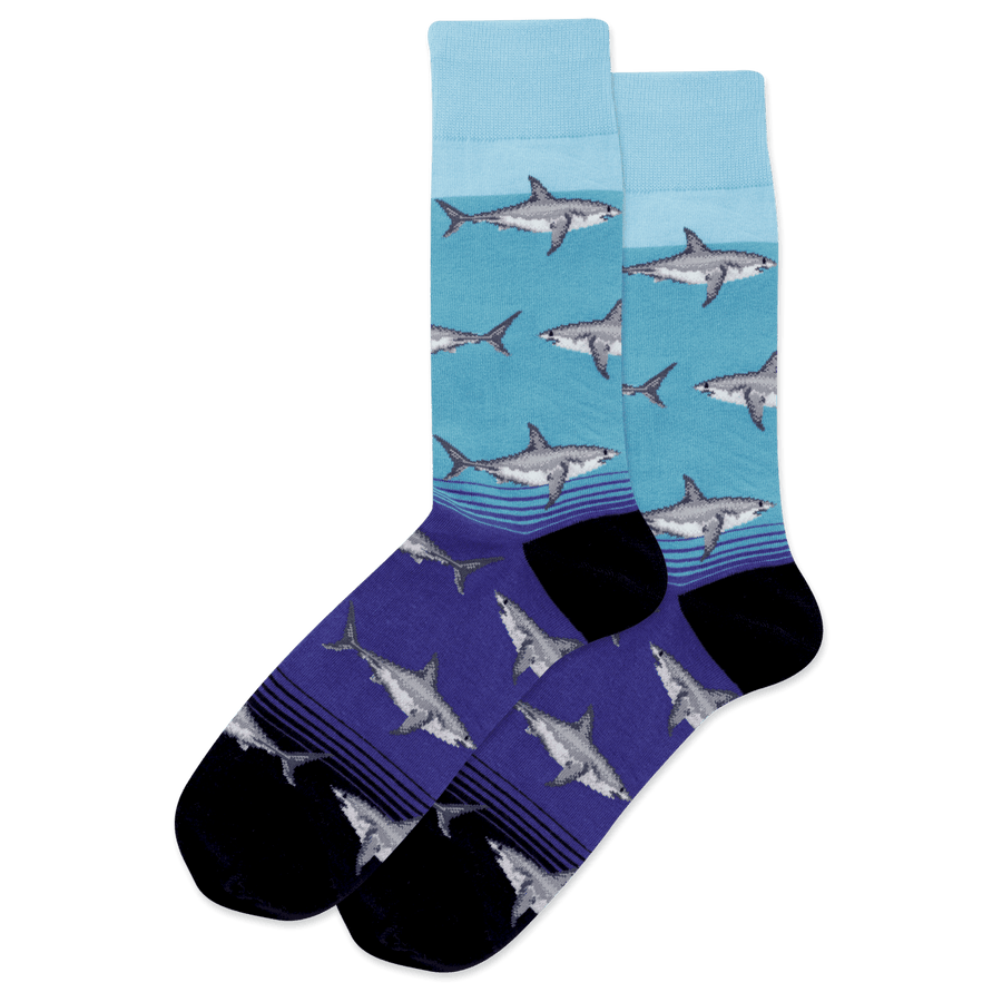 Hotsox Socks Men's Great White Shark Crew Socks