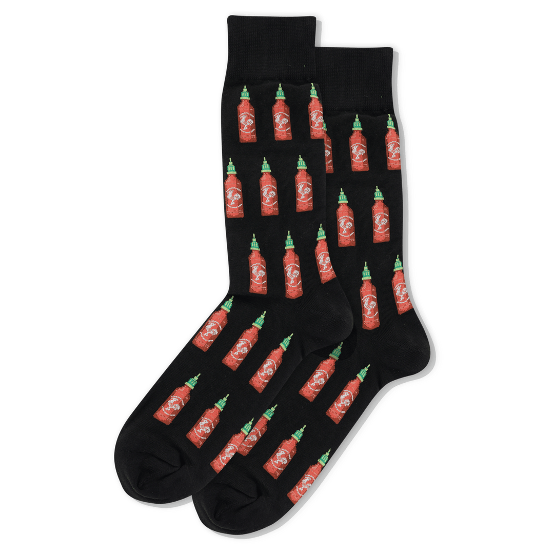 Hotsox Socks Men's Hot Sauce Crew Socks- Black