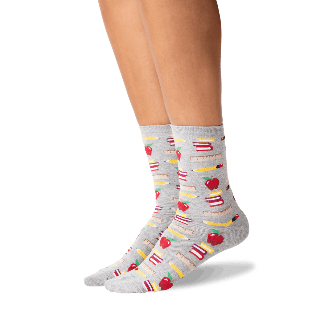 Hotsox Socks Women's Teacher Supplies Crew Socks - Gray