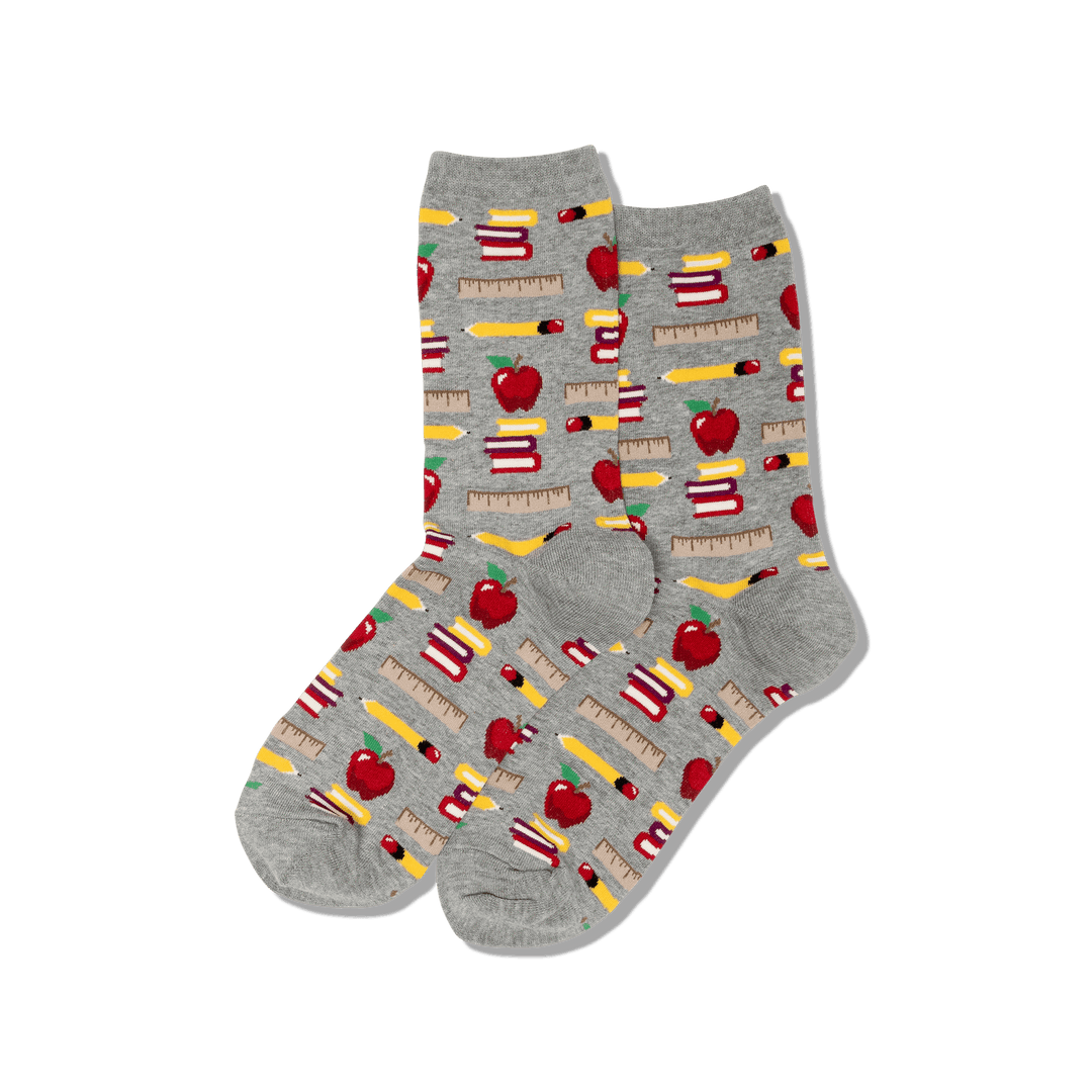 Hotsox Socks Women's Teacher Supplies Crew Socks - Gray
