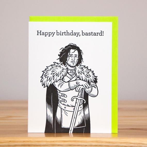 Huckleberry Letterpress Card Jon Snow Birthday Card