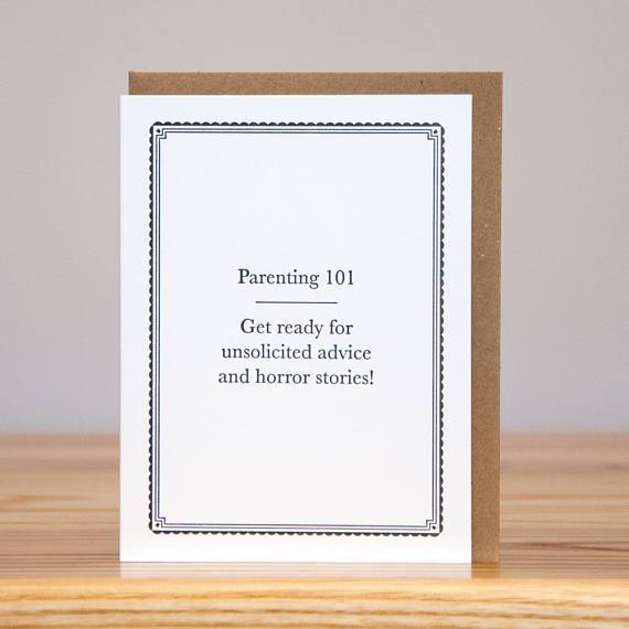 Huckleberry Letterpress Card Parenting 101: Advice and Horror Stories