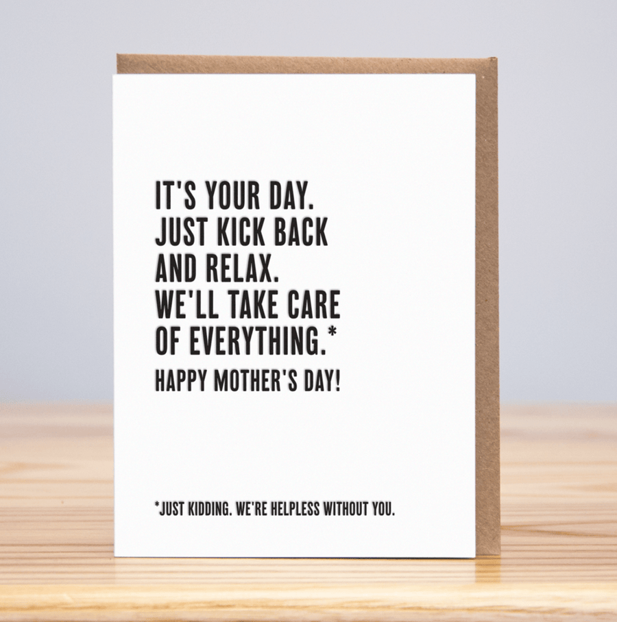 Huckleberry Letterpress Card Relax Mothers Day Card