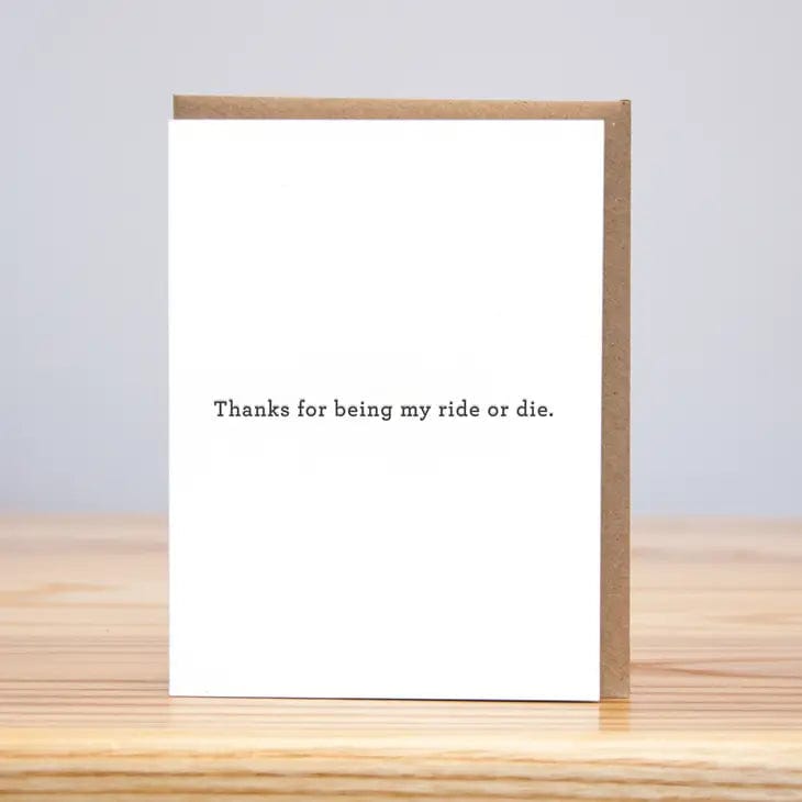 Huckleberry Letterpress Card Ride or Die Thank You Card
