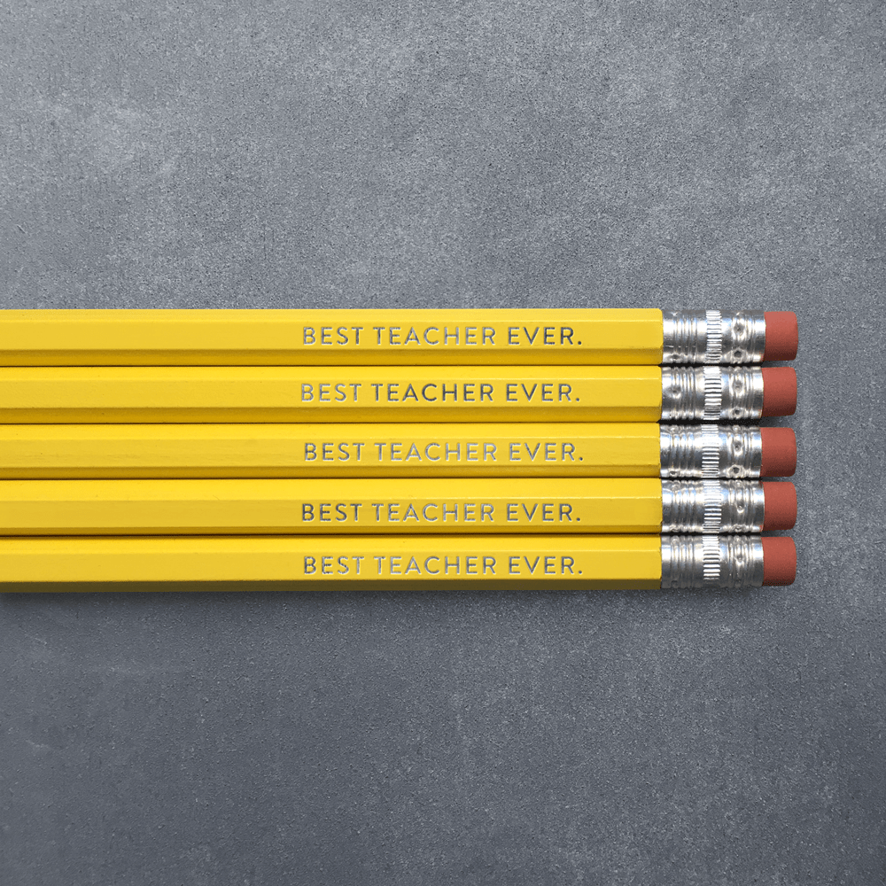 Huckleberry Letterpress Pen and Pencils Best Teacher Ever - Pencil Pack of 5