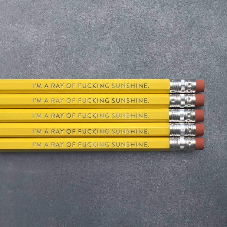 Huckleberry Letterpress Pen and Pencils I'm a Fucking Ray of Sunshine - Pencil Pack of 5