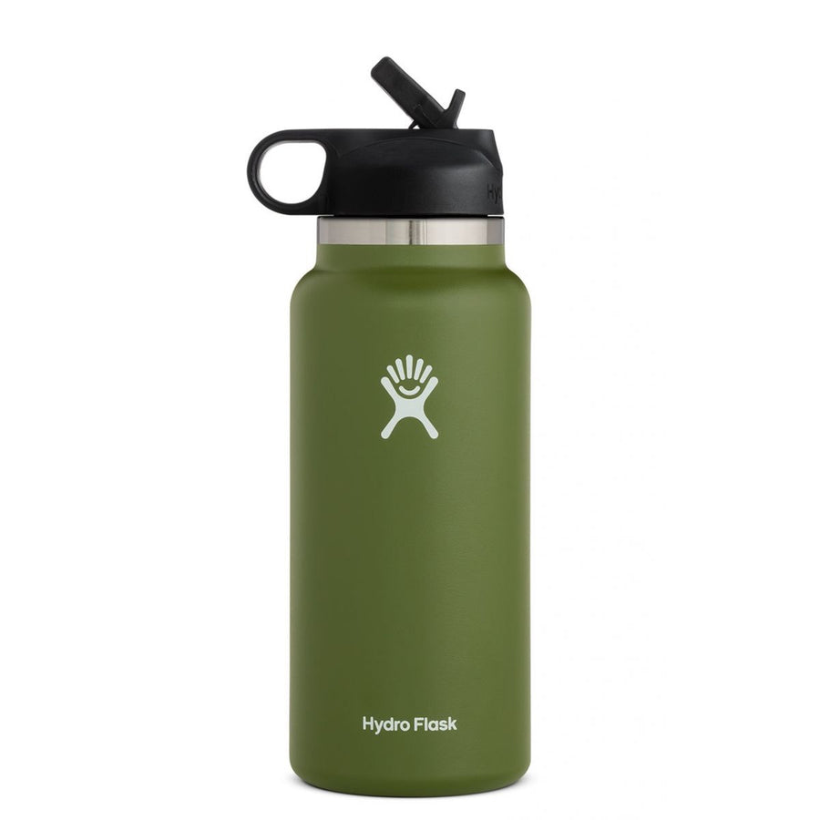 Hydro Flask Water Bottle 32 oz Wide Mouth with Straw Lid Hydro Flask - Olive