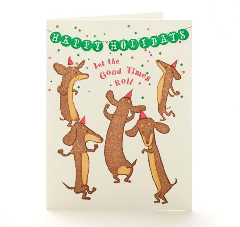 ilee paper goods Card Let the Good Times Roll - Happy Holidays Letterpress Card