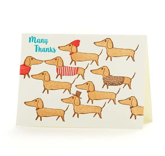 ilee paper goods Card Many Thanks Dachshunds Card