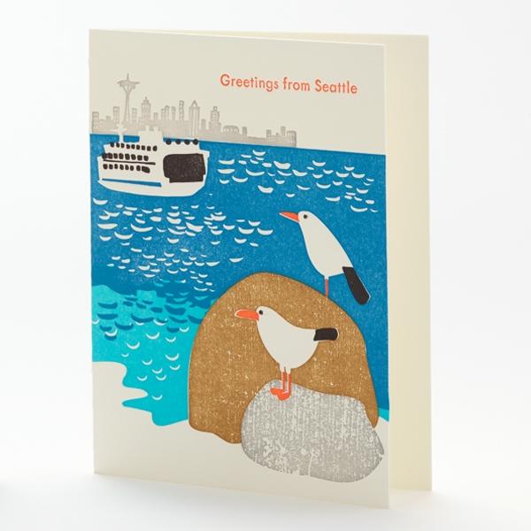 ilee paper goods Card Seagulls Greetings From Seattle Card