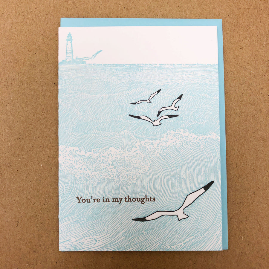 ilee paper goods Card You're In My Thoughts Seagulls Letterpress Card