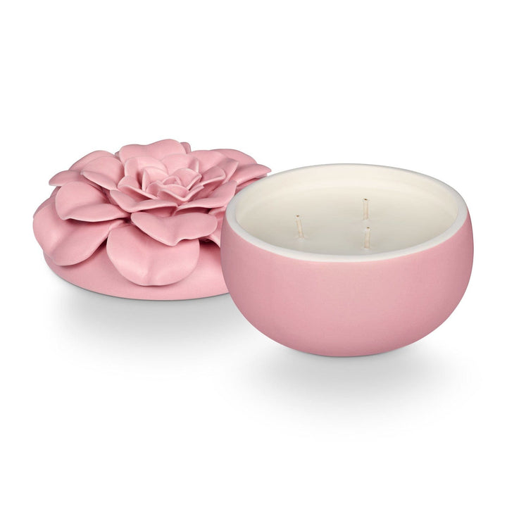 Illume Candle Pink Pepper Fruit Ceramic Flower Candle